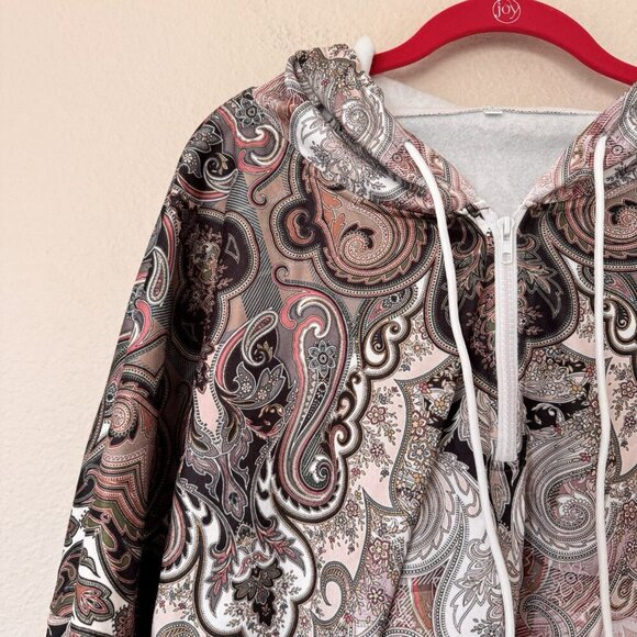 Womens 8XL Ornate Print 1/4 Zip Neck Pullover Boho Artsy Aztec - Picture 2 of 9